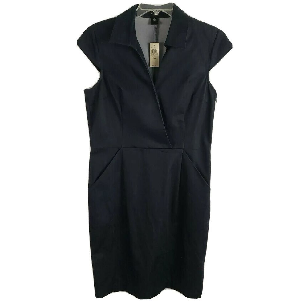 Ann Taylor Surplice Sheath Dress NEW Collar Black